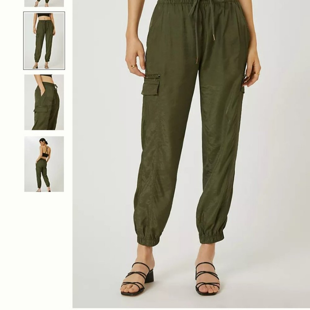 Sanctuary Anthropologie Downtown Joggers Drawstring  Military Nylon Holly